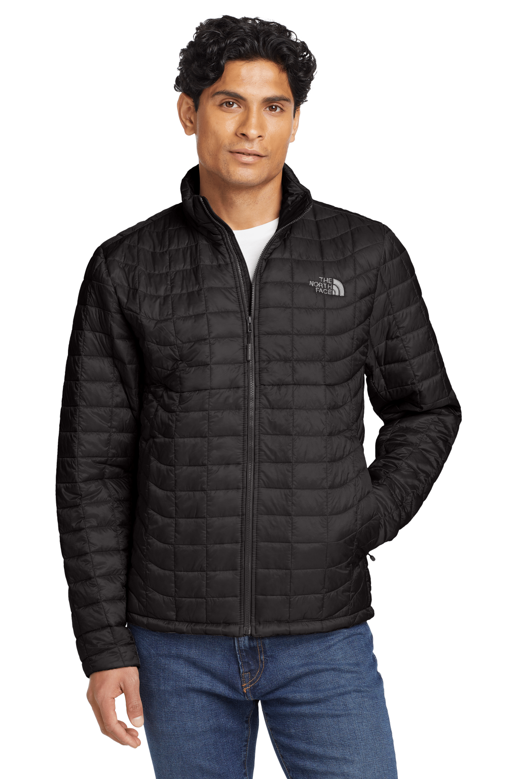 The North Face Black Grid-Quilt Stand-Collar Jacket