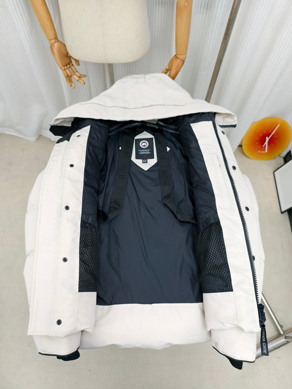 Canada Goose White Quilted Plush-Trim Hooded Jacket