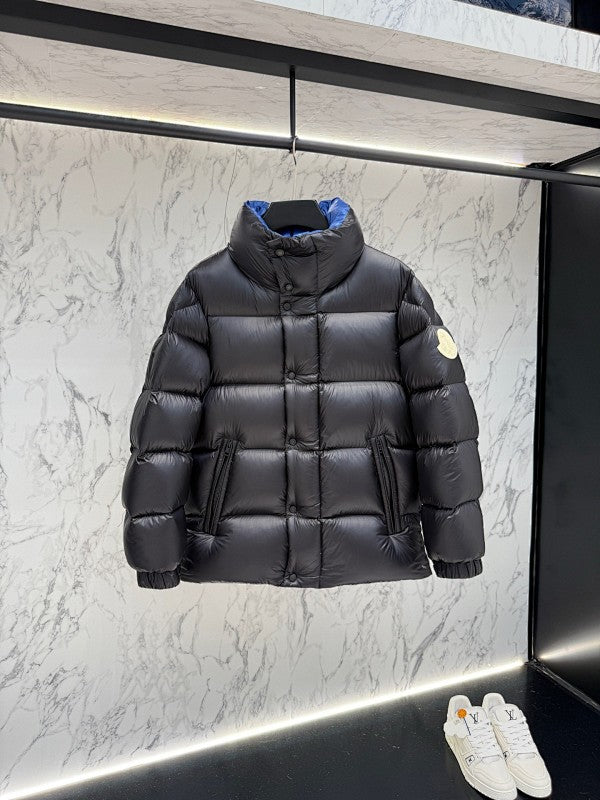 Moncler Black High-Collar Blue-Lined Puffer Jacket