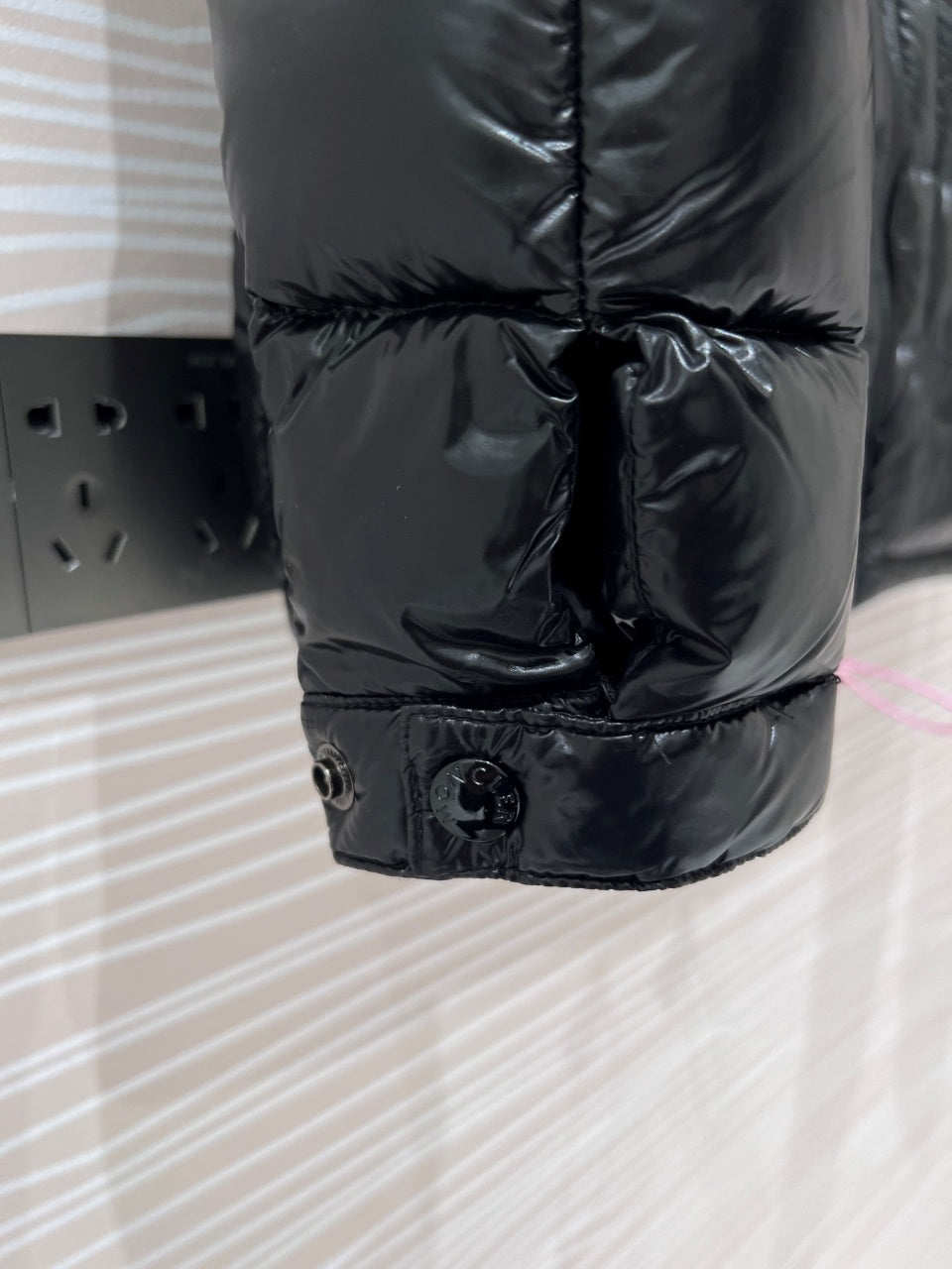 Moncler Black Glossy Stand-Collar Quilted Jacket