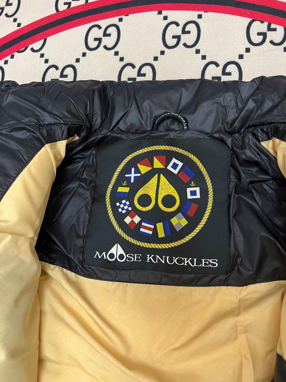 Moose Knuckles Black Patch-Detail Hooded Bomber Jacket