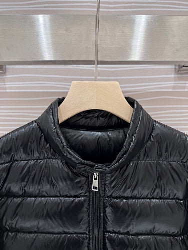Moncler Black Glossy Stand-Collar Quilted Jacket
