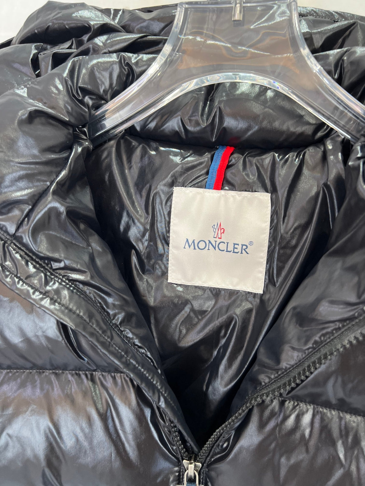 Moncler Black Glossy Hooded Sleeve-Pocket Puffer Jacket
