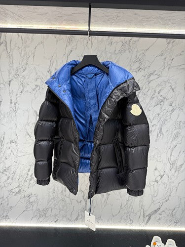 Moncler Black High-Collar Blue-Lined Puffer Jacket