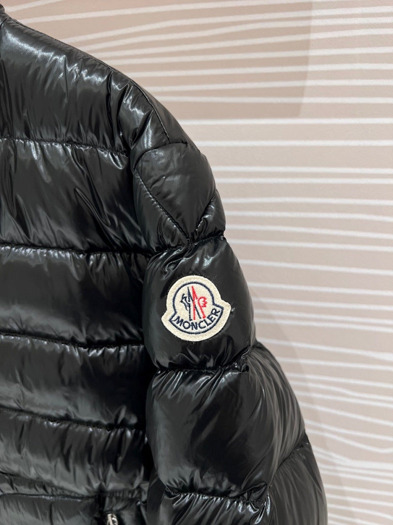 Moncler Black Glossy Stand-Collar Quilted Jacket