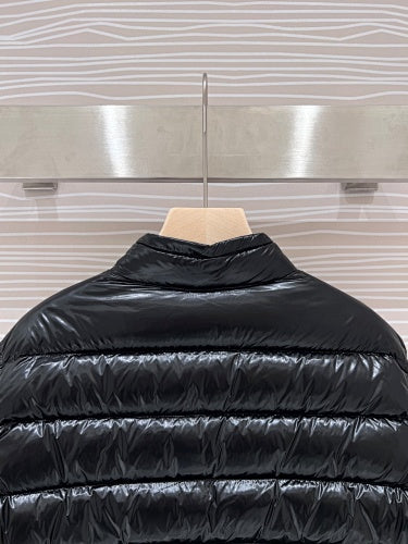 Moncler Black Glossy Stand-Collar Quilted Jacket