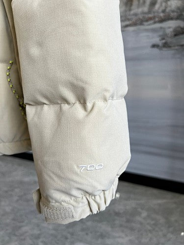 The North Face Cream Brown Colorblock Puffer Jacket