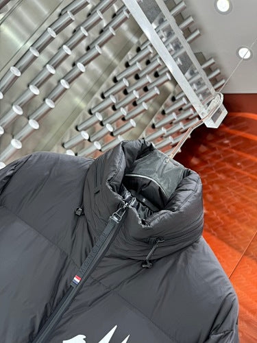 Moncler Charcoal Gray Graphic Stand-Collar Puffer Jacket