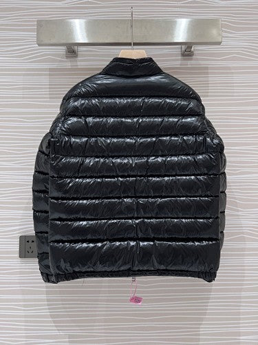 Moncler Black Glossy Stand-Collar Quilted Jacket