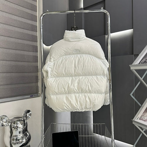 The North Face White Tonal-Logo Stand-Collar Puffer Jacket