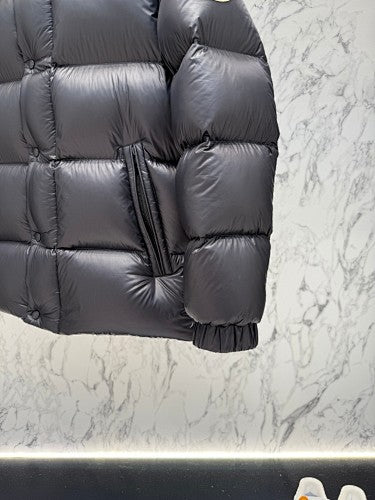 Moncler Black High-Collar Blue-Lined Puffer Jacket