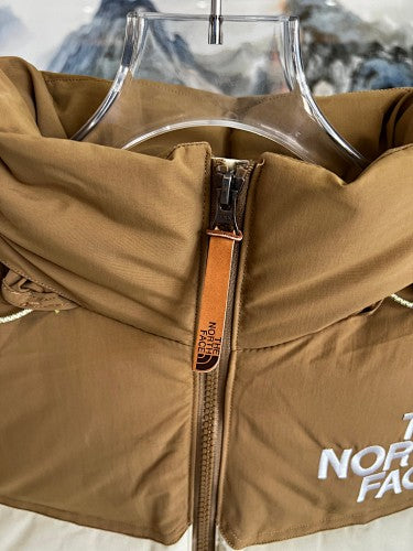 The North Face Cream Brown Colorblock Puffer Jacket