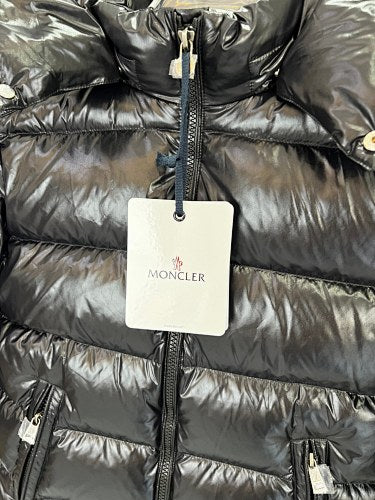 Moncler Black Glossy Hooded Sleeve-Pocket Puffer Jacket