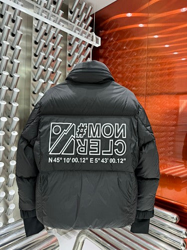 Moncler Charcoal Gray Graphic Stand-Collar Puffer Jacket