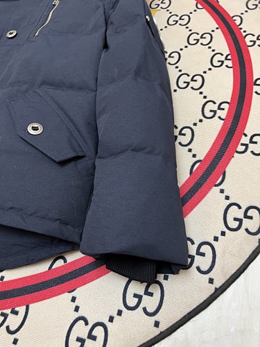 Moose Knuckles Navy Blue Plush-Trim Hooded Puffer Jacket