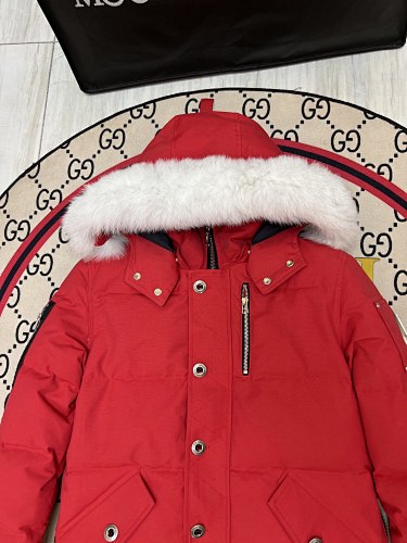 Moose Knuckles Red Plush-Trim Hooded Puffer Jacket