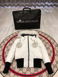 Moose Knuckles White Pom-Pom Hooded Cropped Bomber