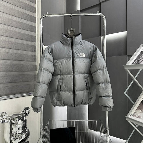 The North Face Gray Stand-Collar Quilted Puffer Jacket