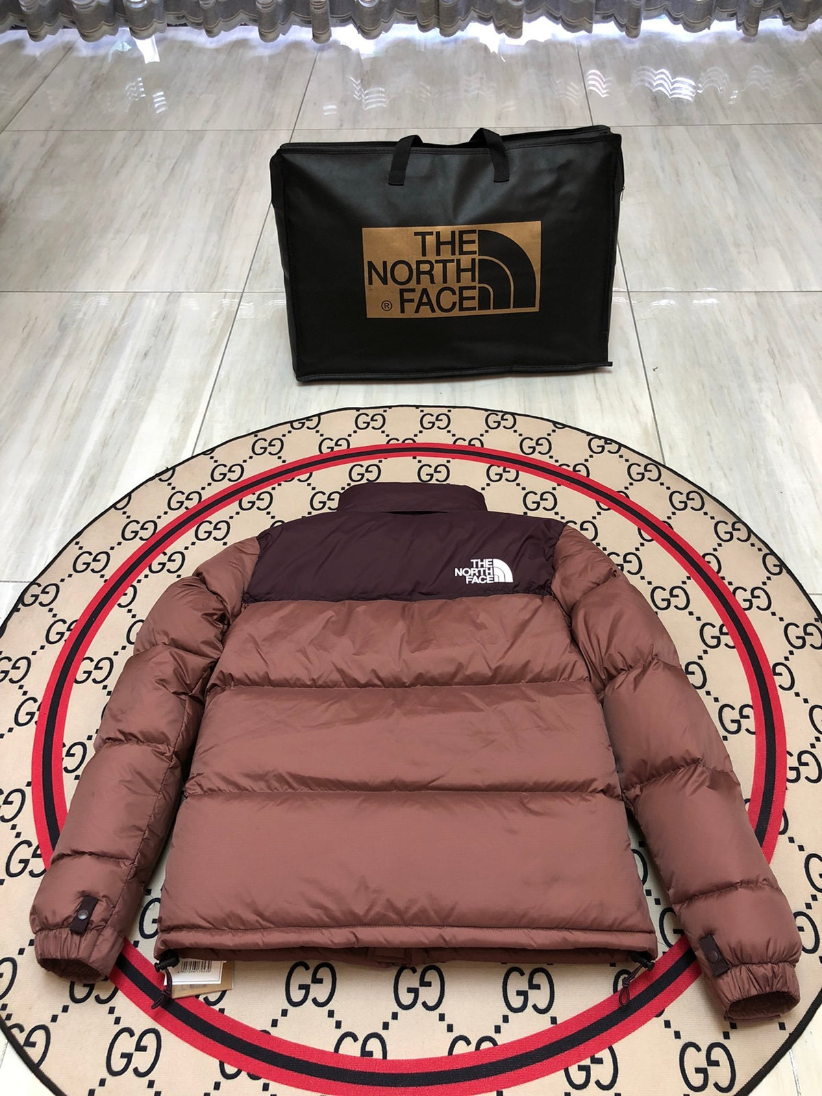 The North Face Rose Brown Plum Colorblock Puffer Jacket