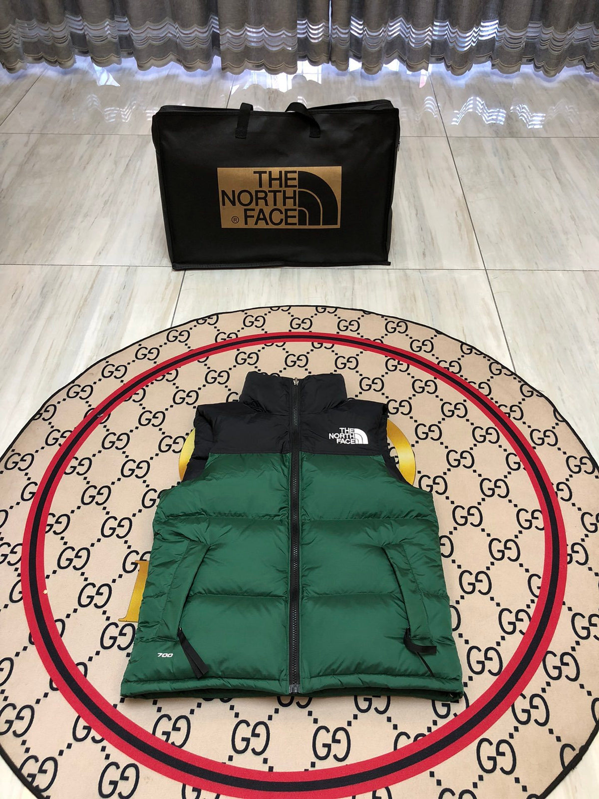 The North Face Forest Green and Black Puffer Vest