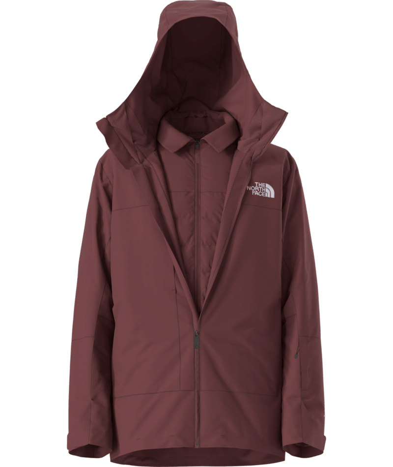 The North Face Burgundy Hooded Jacket with Quilted Layer