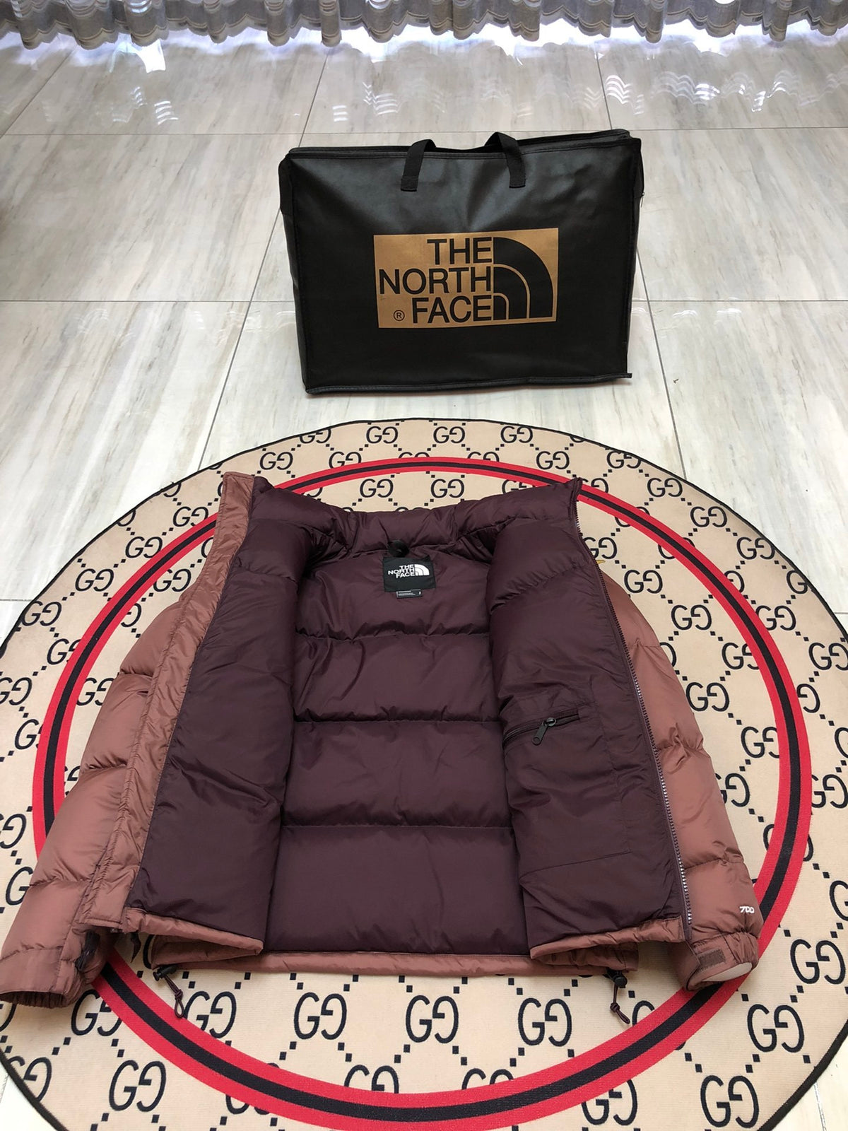 The North Face Rose Brown Plum Colorblock Puffer Jacket