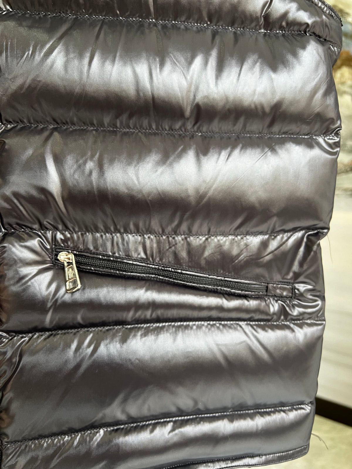 Moncler Black Glossy Quilted Zip-Pocket Puffer Vest