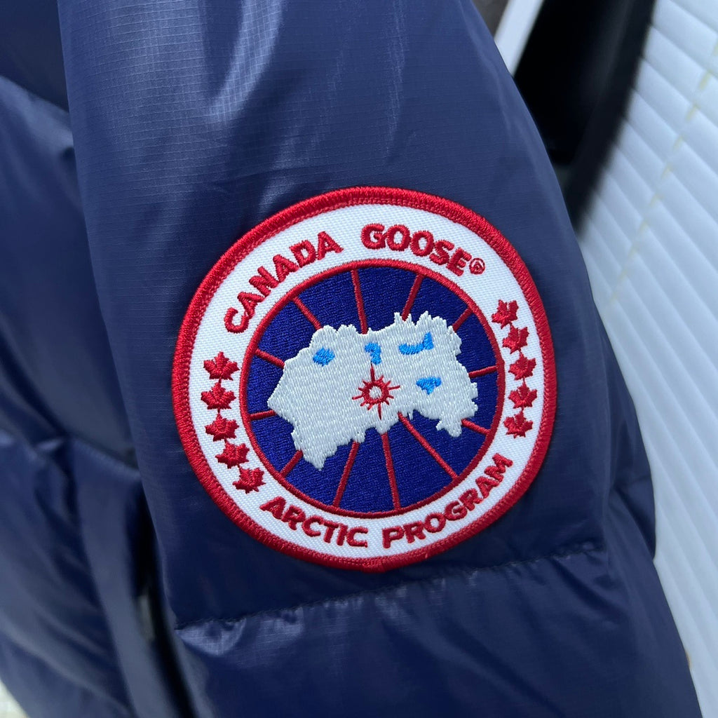 Canada Goose Navy Blue Glossy Hooded Puffer Jacket