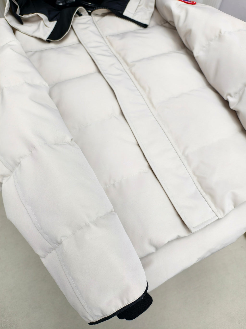 Canada Goose White Quilted Plush-Trim Hooded Jacket