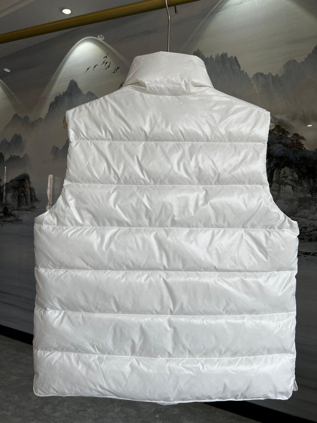 Moncler White Glossy Quilted Puffer Vest