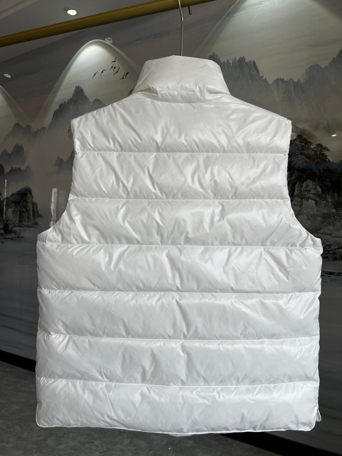 Moncler White Glossy Quilted Puffer Vest