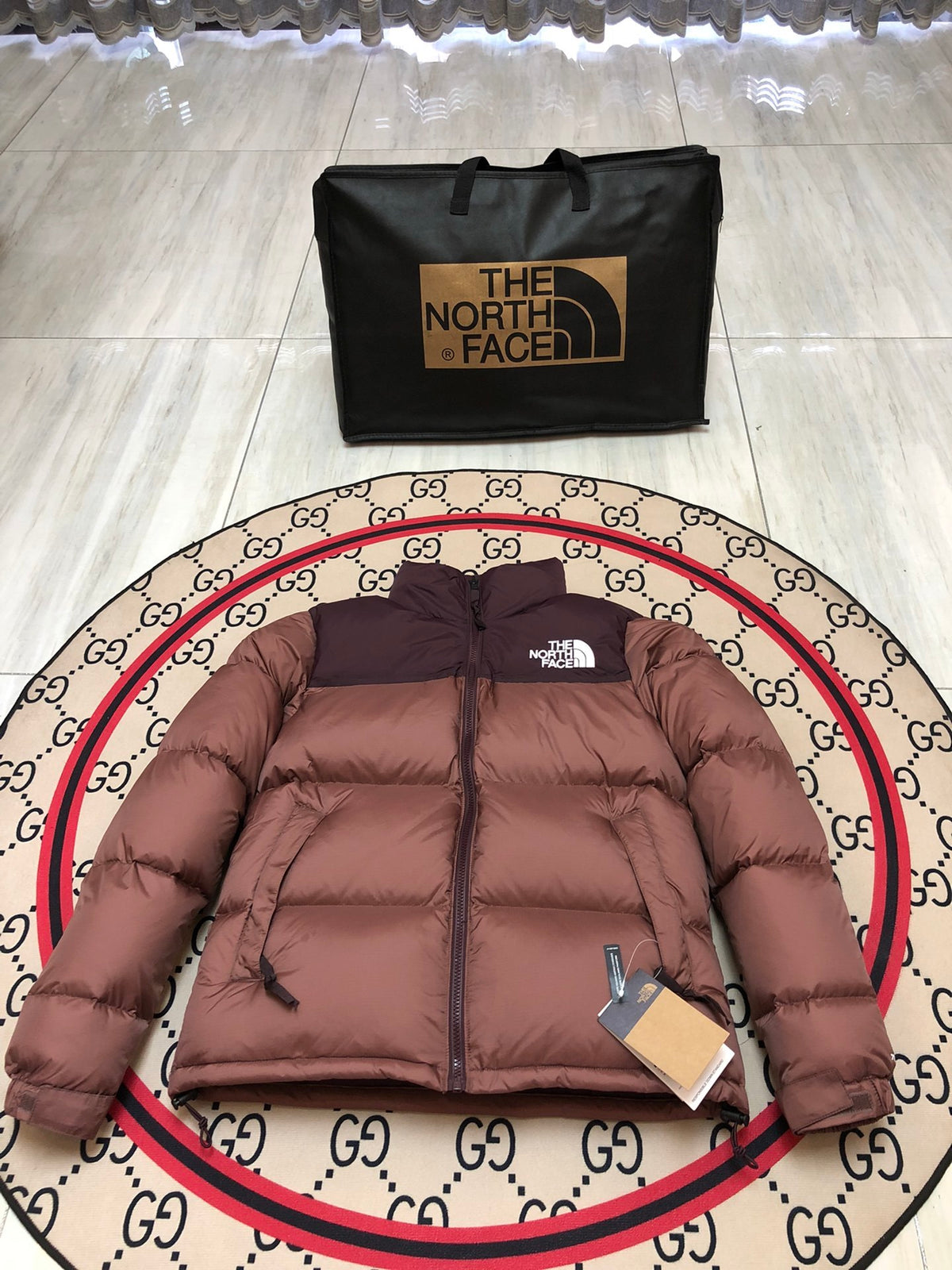The North Face Rose Brown Plum Colorblock Puffer Jacket