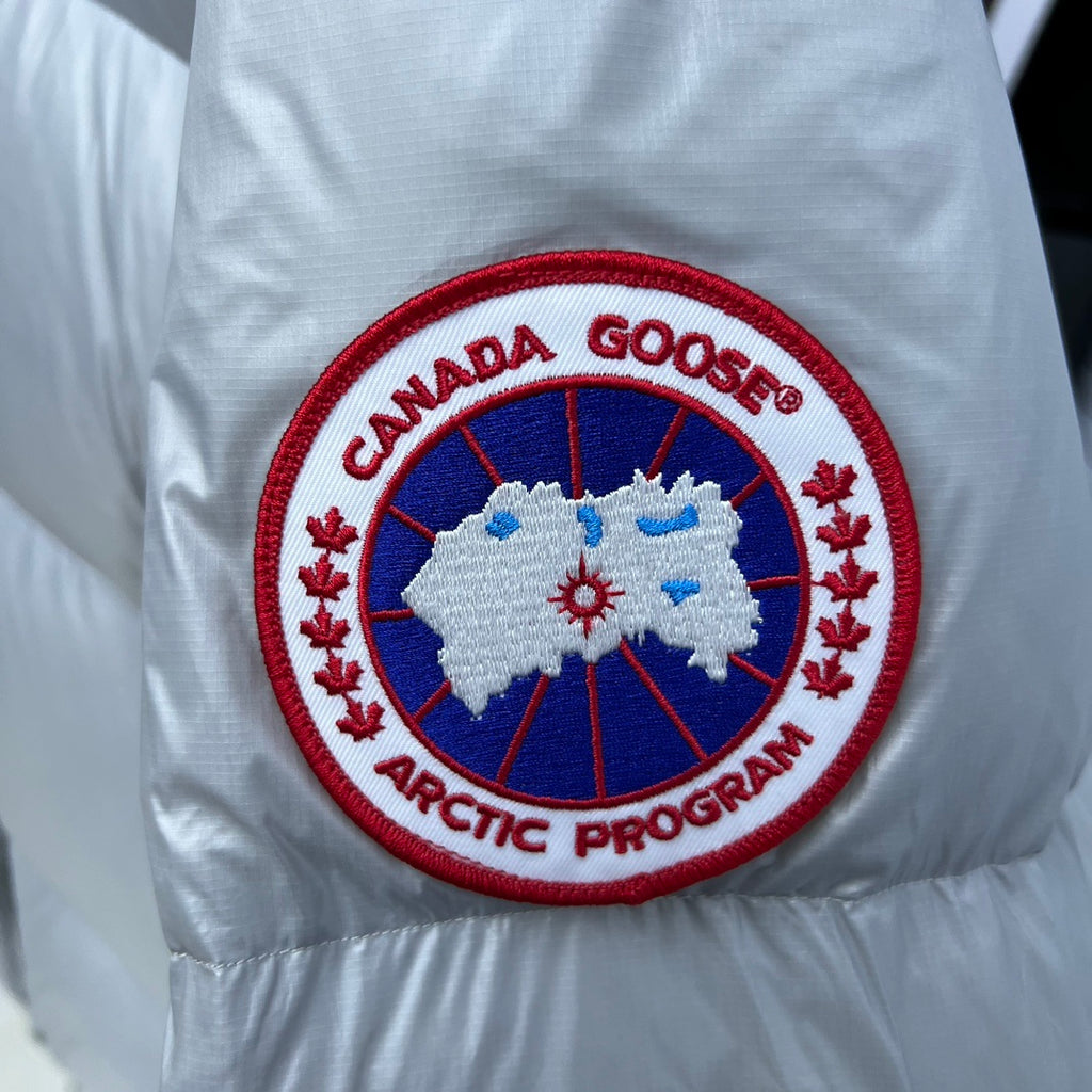 Canada Goose Silver Gray Glossy Hooded Puffer Jacket