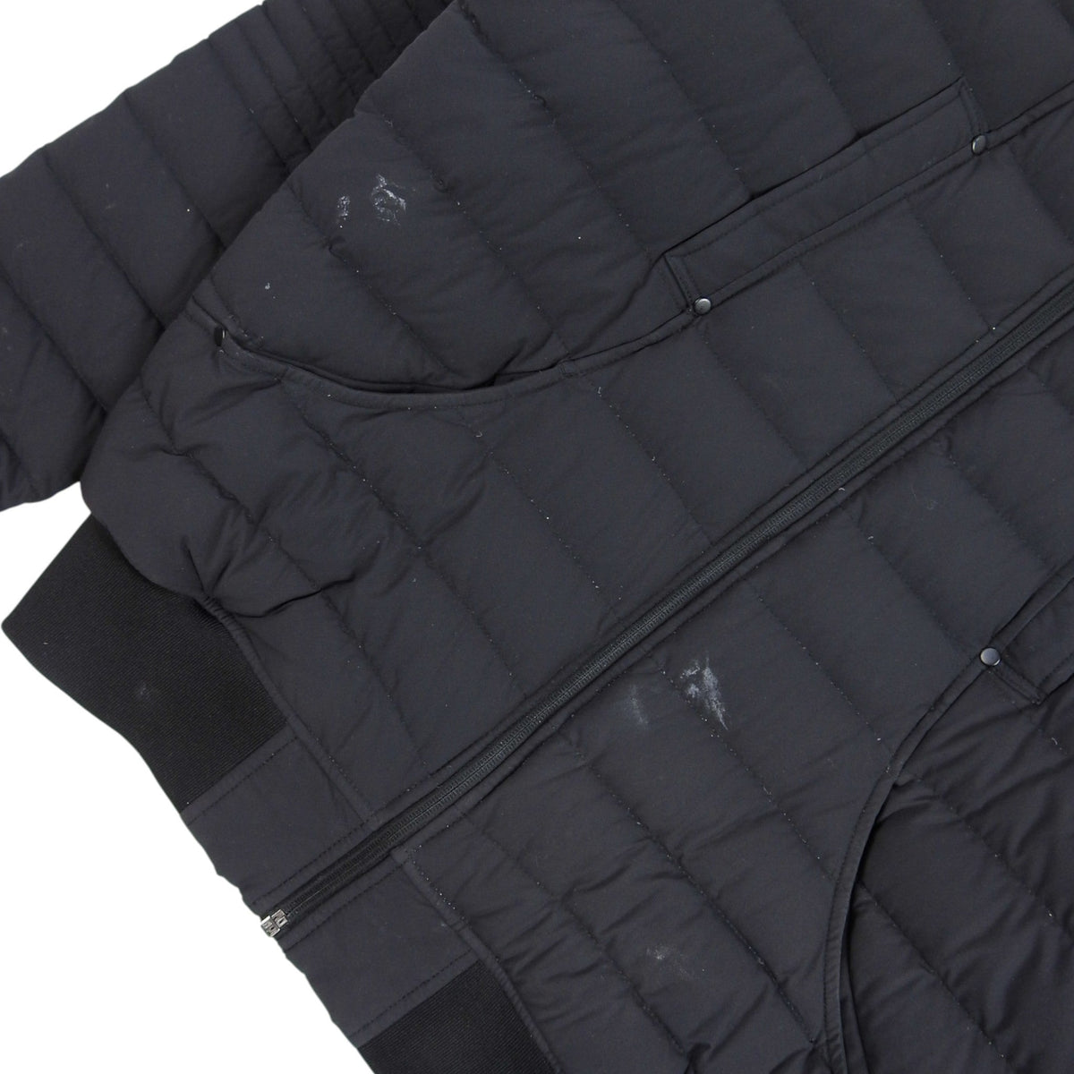 Moncler Black Distressed Quilted Bomber Jacket