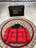 The North Face Red Black Colorblock Puffer Jacket