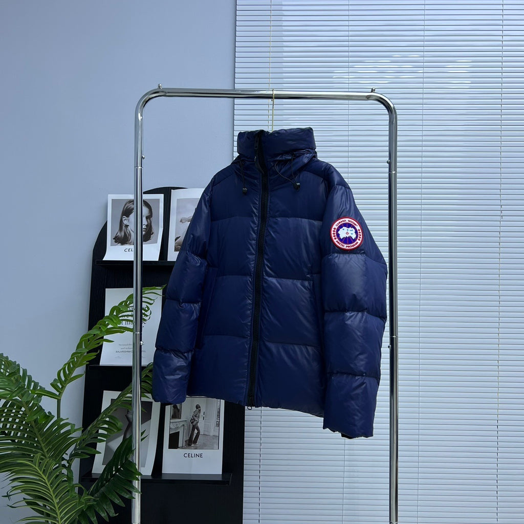 Canada Goose Navy Blue Glossy Hooded Puffer Jacket