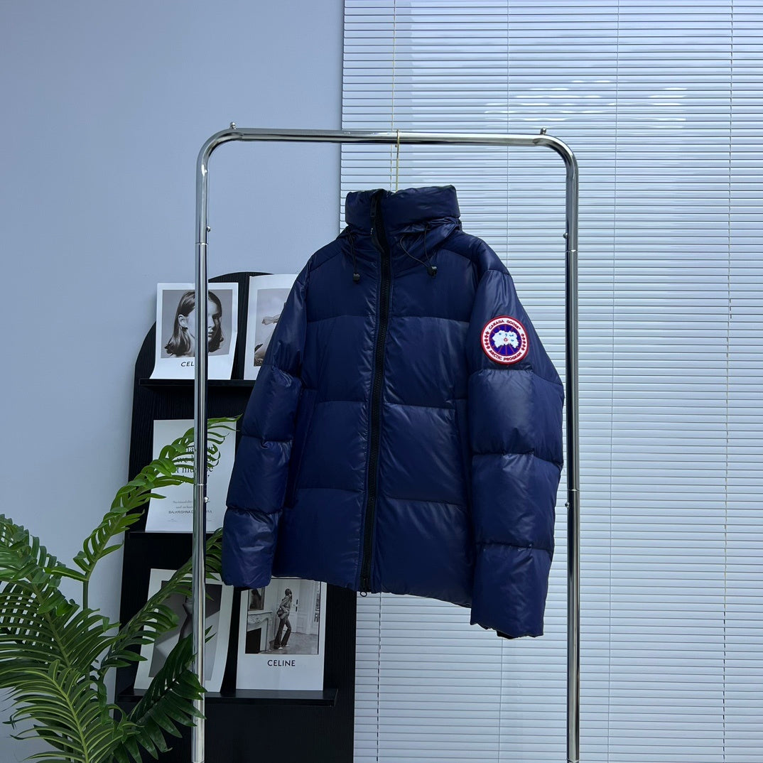 Canada Goose Navy Blue Glossy Hooded Puffer Jacket