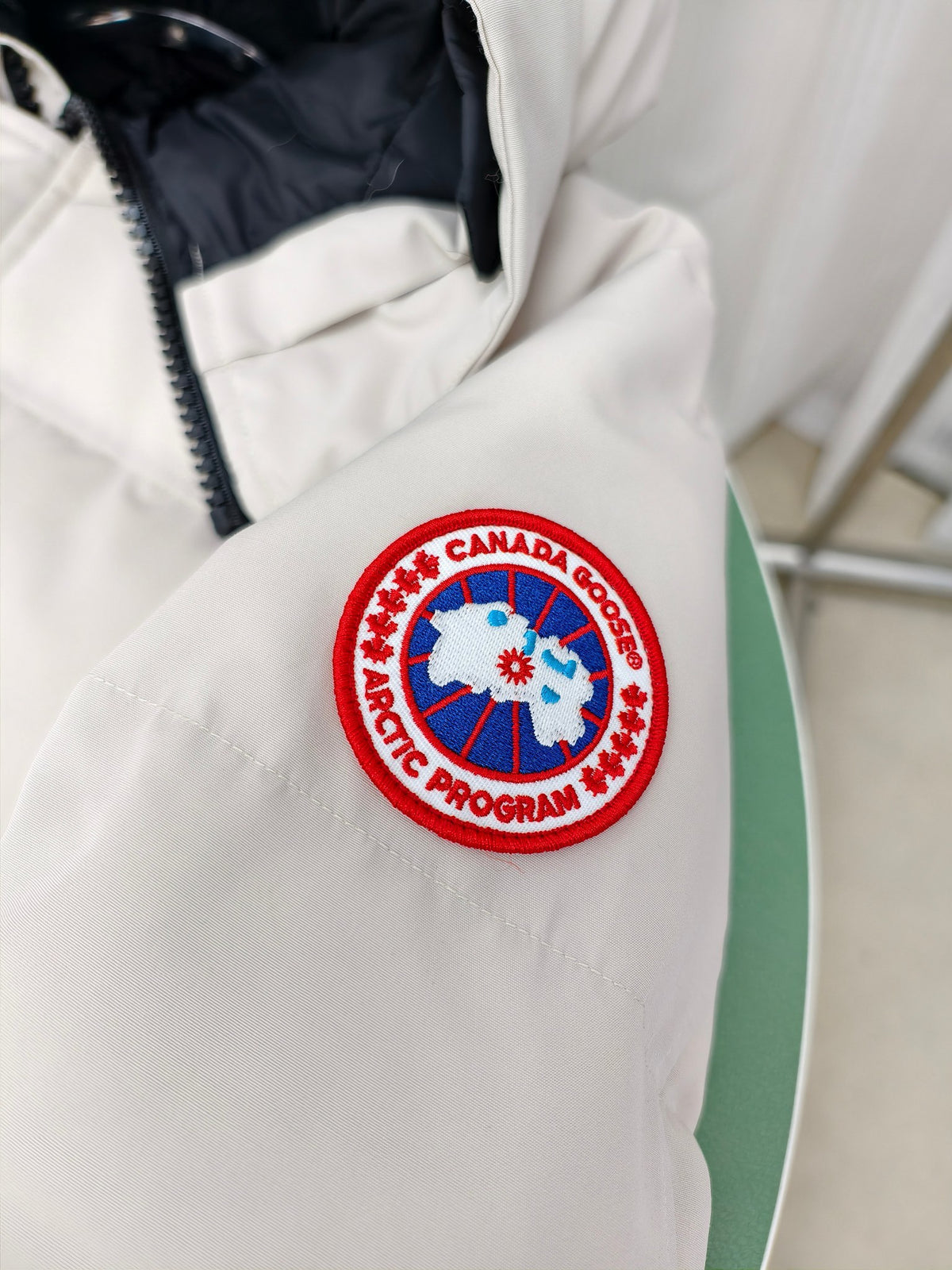 Canada Goose White Quilted Plush-Trim Hooded Jacket