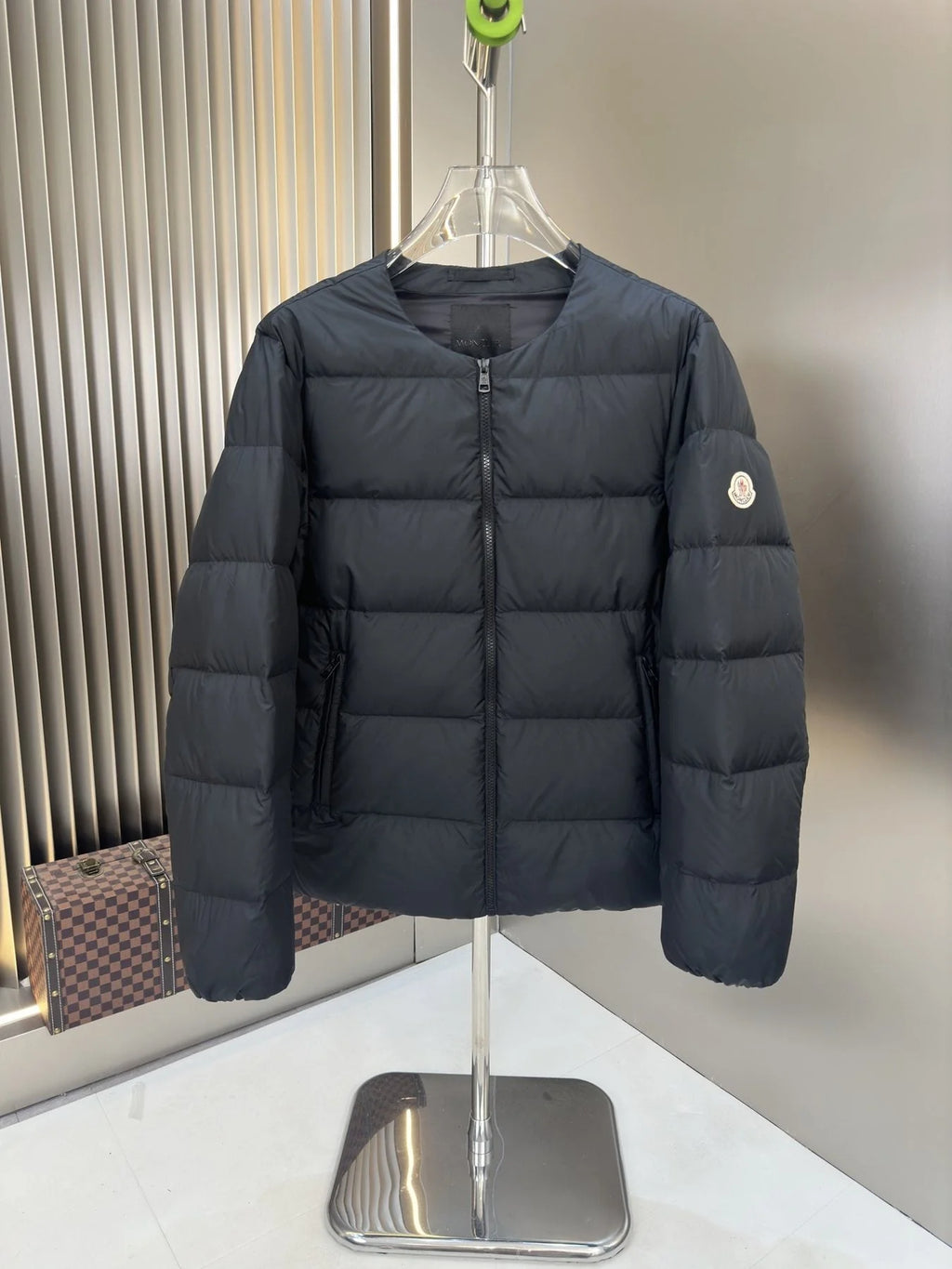 Moncler Navy Blue Quilted Zip-Up Puffer Jacket