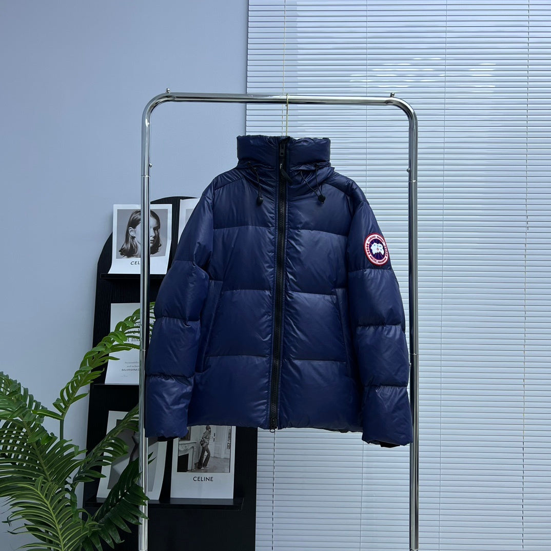 Canada Goose Navy Blue Glossy Hooded Puffer Jacket