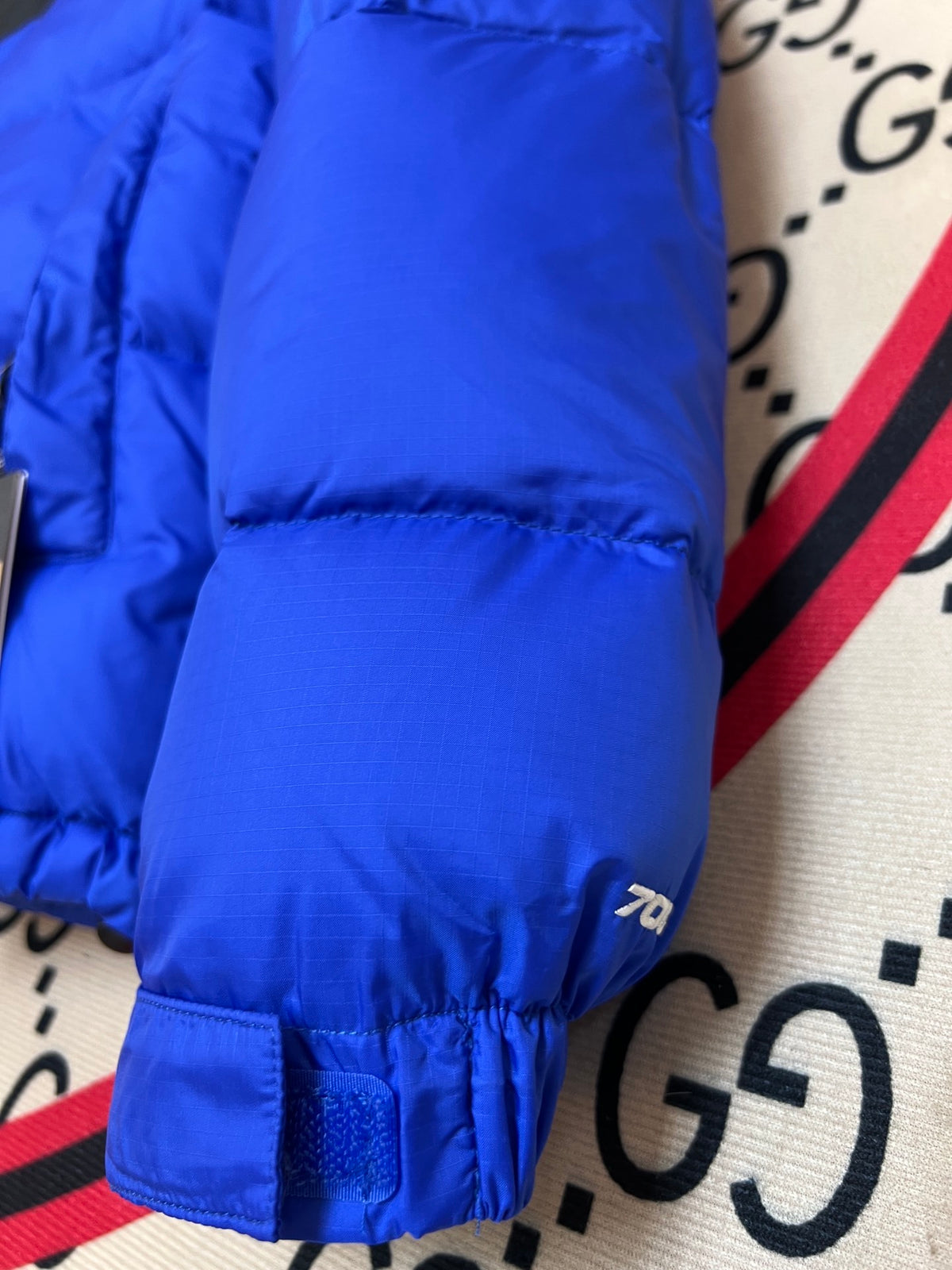 The North Face Royal Blue Black Colorblock Puffer Jacket