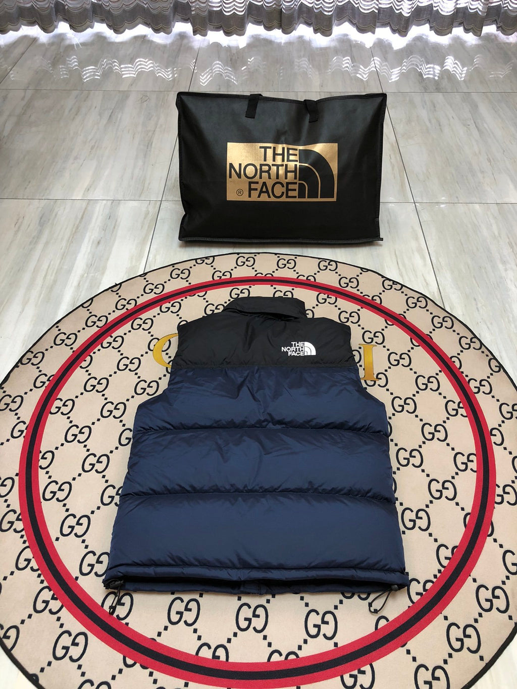 The North Face Navy Blue and Black Colorblock Puffer Vest