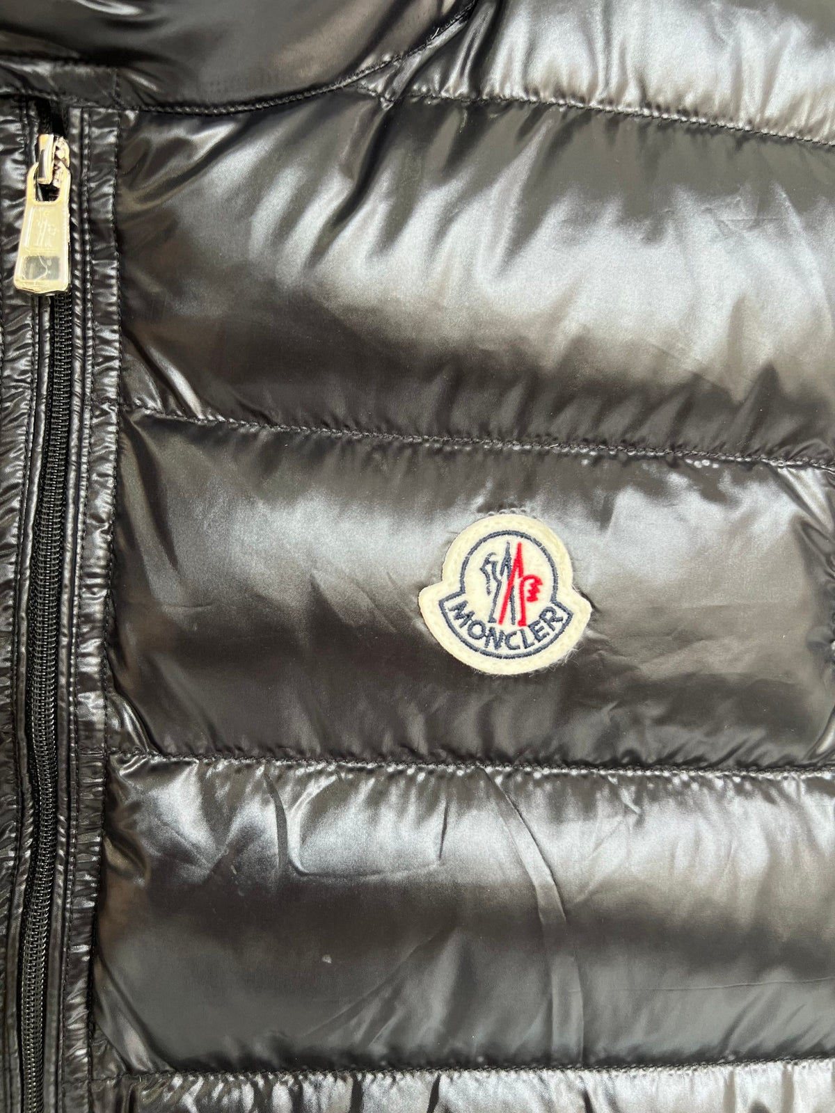 Moncler Black Glossy Quilted Zip-Pocket Puffer Vest