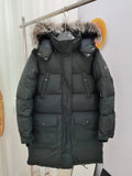 Moose Knuckles Charcoal Gray Hooded Quilted Long Parka
