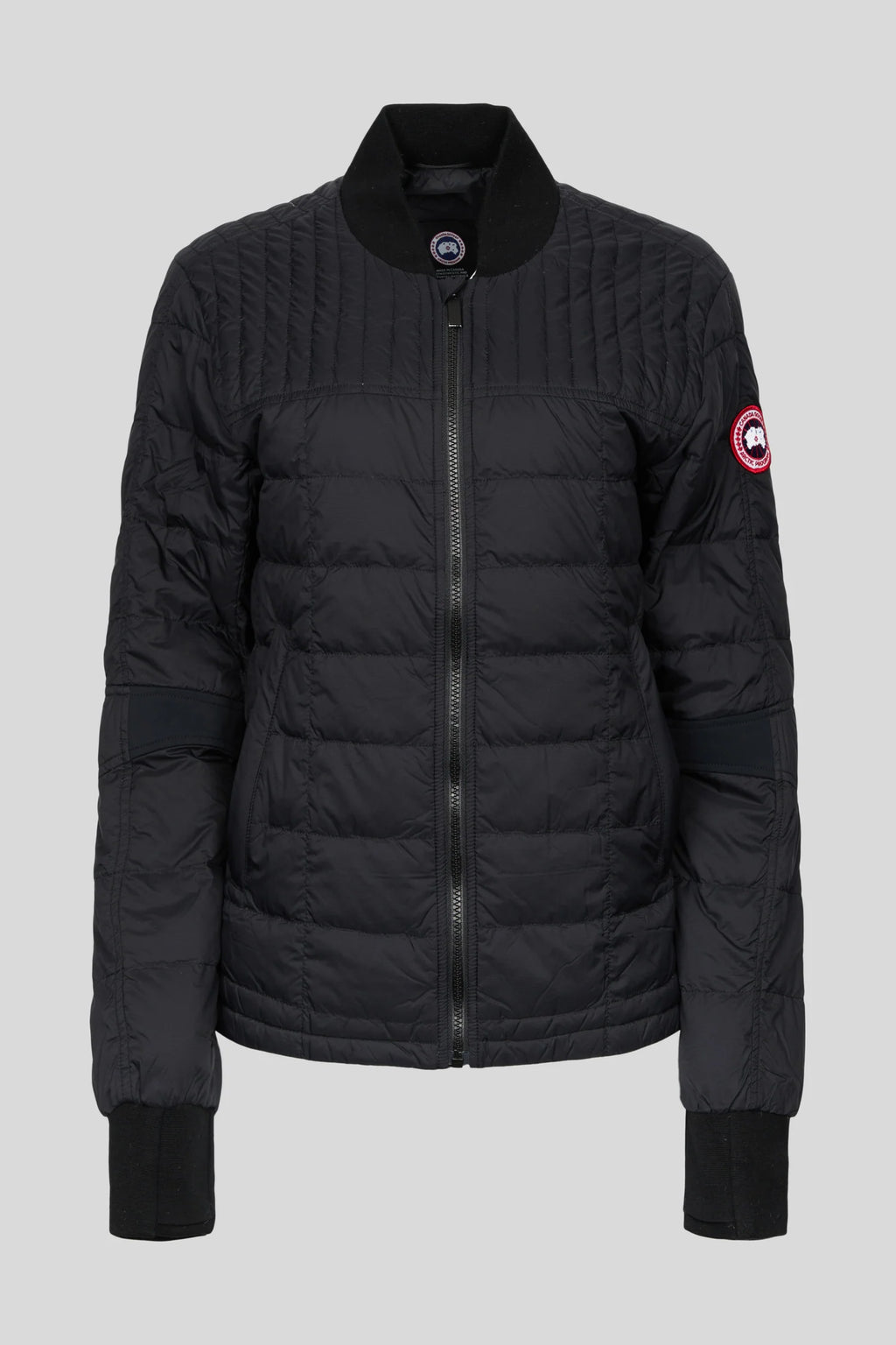 Canada Goose Black Mixed-Quilt Zip-Up Bomber Jacket