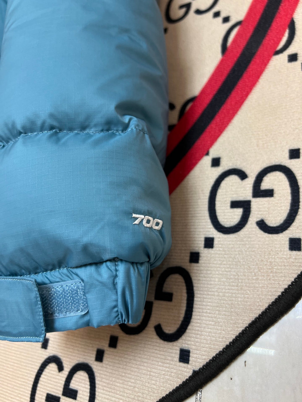 The North Face Teal Blue Colorblock Puffer Jacket