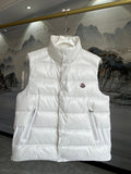 Moncler White Glossy Quilted Puffer Vest