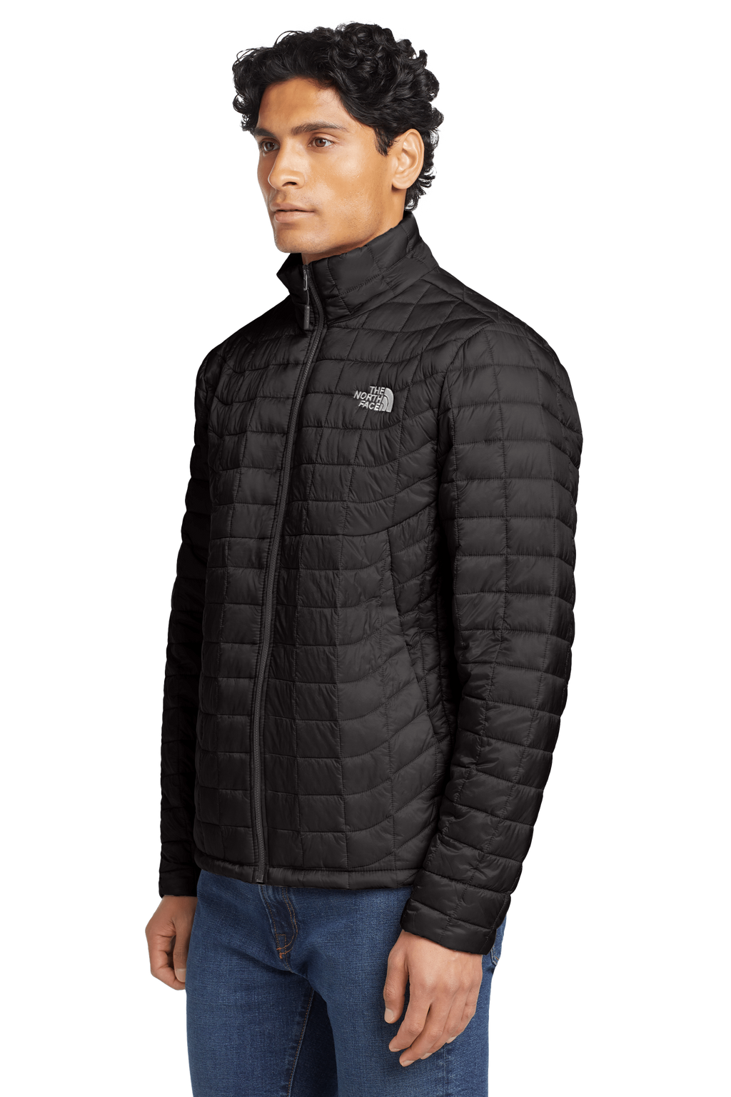 The North Face Black Grid-Quilt Stand-Collar Jacket