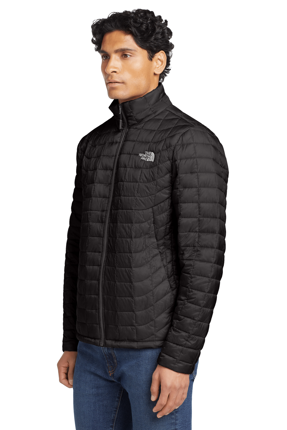 The North Face Black Grid-Quilt Stand-Collar Jacket