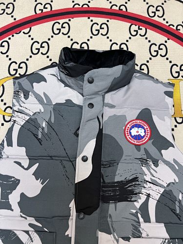 Canada Goose Gray Camo Logo Patch Puffer Vest